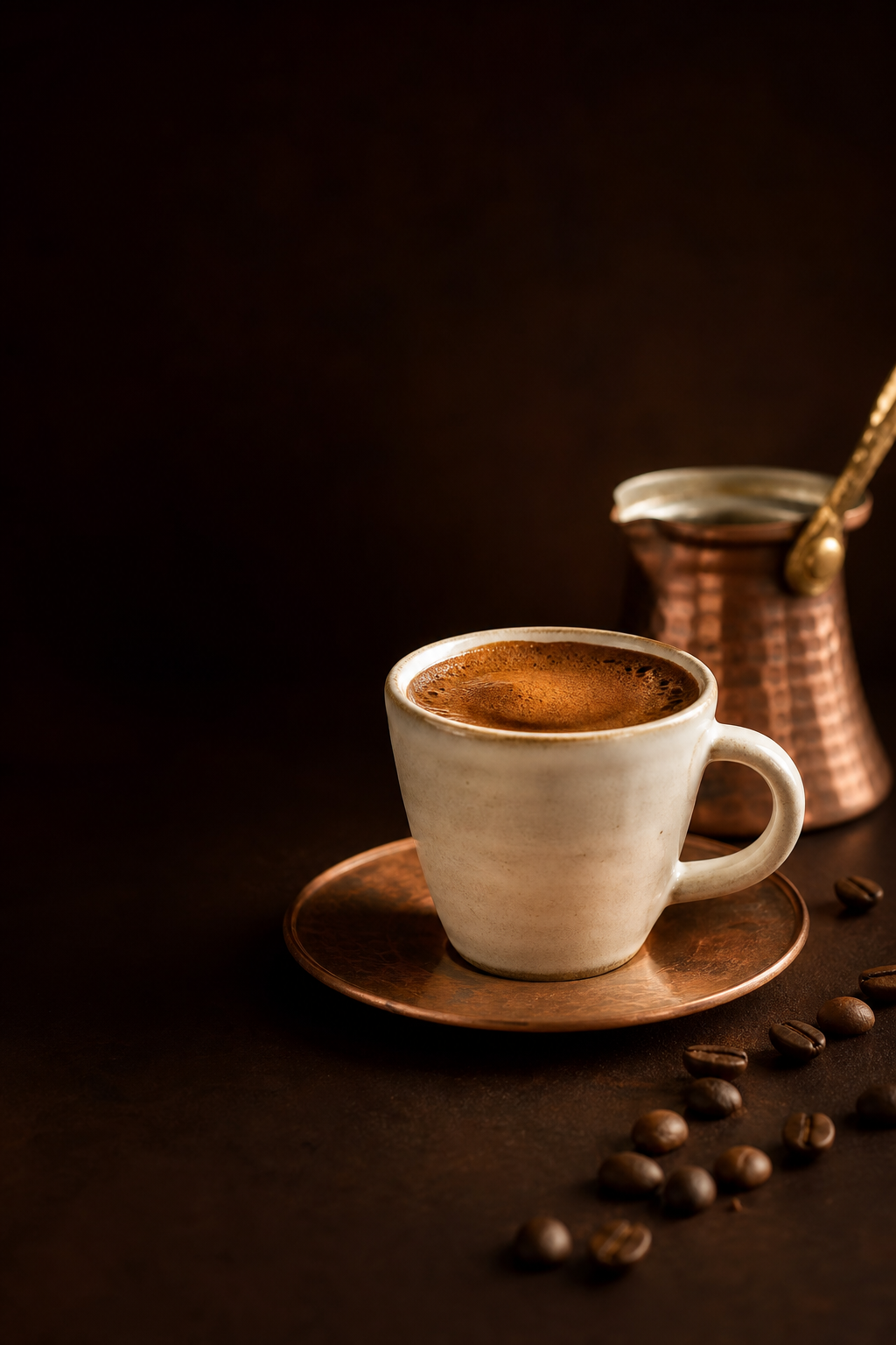 Bakır tabakta Türk kahvesi